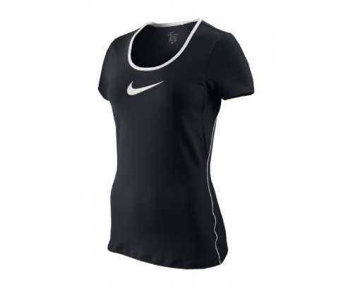 NIKE Damen T-Shirt NYLON SHORT SLEEVE TOP, Black/Black/White/White, L, 363972-010 Preisvergleich