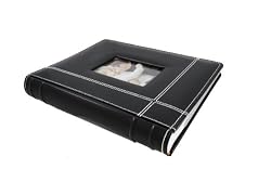 Leather Photo Album with Contrast Stitching - Stores 300 Pictures