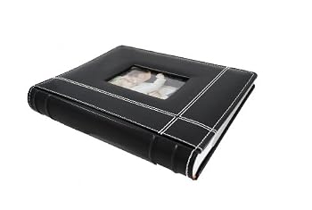 Leather Photo Album with Contrast Stitching - Stores 300 Pictures