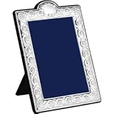 15 X 10cm British Antique Frame Blue Velvet Back In Sterling Silver By Carrs Of Sheffield