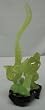 Elegant genuine jade sculpture of two birds, fitted wood stand included