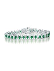 Cubic Zirconia And Sterling Silver Emerald Marquise Bracelet