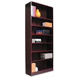 Radius Corner Bookcase, 7 Shelves, 36w x 12d x 84h, Mahogany
