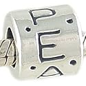 Peace Solid 925 Sterling Silver Message Bead fits European Charm Bracelet