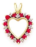 10k Gold, Diamond & Ruby Heart Pendant (0.65ctw).
