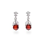 Eve's Addiction Elegant Ruby CZ Sterling Silver Drop Earrings