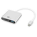 1byone　USB3.1複数のアダプタを用いたHdmi/USB　c　macbookの為の充電ポート―Chromebook画素と他のUSB　cラップトップ、　シルバー