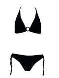 Athena Textured Black Halter Retro Bikini 8