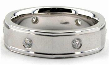 Bezel-Set Men\'s Diamond Wedding Band in 14k White Gold (0.24 ctw)