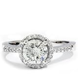 Real 1.75ct Huge Pave Halo Diamond Engagement Ring 14K White Gold