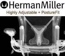 Hot Sale Herman Miller Aeron Home Office Chair Loaded - Polished Aluminum Frame - Leather Arms - PostureFit - Classic Carbon - Large Size C