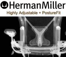 Herman Miller Aeron Home Office Chair Loaded - Polished Aluminum Frame - Leather Arms - PostureFit - Classic Carbon - Large Size C