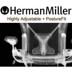Herman Miller Aeron Home Office Chair Loaded - Polished Aluminum Frame - Leather Arms -... by Herman Miller Aeron Home Office Chair Loaded - Polished Aluminum Frame - Leather Arms - PostureFit - Classic Carbon - Large Size C