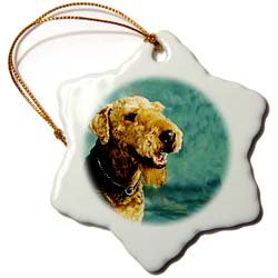 Airedale Terrier - 3 Inch Snowflake Porcelain Ornament