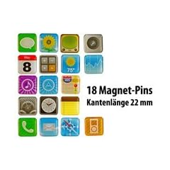 Originelle Magnete im App-Design, 18 verschiedene Motive im Set