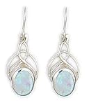 Morningflower White Opal Celtic Knot Dangle Earrings