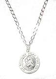 Sterling Silver Saint Anthony Necklace On Diamond Cut Curb Chain Men's or Women's