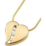 14K Yellow Gold Diamond Heart Pendant On 18 Inch Snake Chain