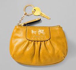 Coach Madison Leather Skinny Coin Case Bag Key Chain 41971 Ginger