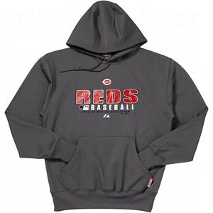 MLB Men's Cincinnati Reds Property Of Long Sleeve Hooded Fleece Pullover (Pro Granite, Medium)