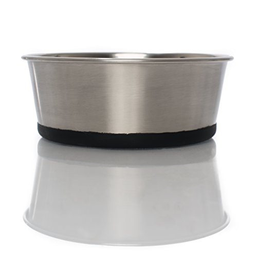 Stainless Steel Pet Food & Water Bowl with Non-Skid Silicone Bottom, Food-Grade, FDA-Approved, Beautiful Modern Design, Dishwasher-Safe - SMALL Bowl Only