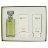 ETERNITY by Calvin Klein - Gift Set -- 3.4 oz Eau De Parfum Spray + 3.4 oz Body Lotion + 3.4 oz Shower Gel for women