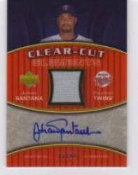 2007 Upper Deck Elements Clear Cut Elements Gold #CCE-SA Johan Santana - Minnesota Twins (RC - Rookie Card - Autographed Card - Serial #d to 99) (Baseball Cards)