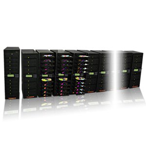 Produplicator 250 Burner Daisy Chain 52X CD Duplicator Machine + Removable 750GB Hard Disk Drive (Standalone Audio Video Copy Tower, Disc Duplication Device)