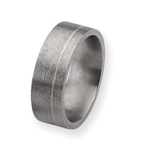 Titanium and Sterling Inlays Satin 8mm Band Ring