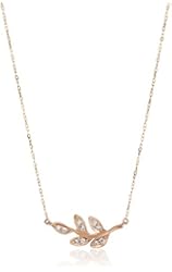 10k Rose Gold and White Diamond Leaf Pendant Necklace (0.09cttw, I-J Color, I2-I3 Clarity), 16.5"