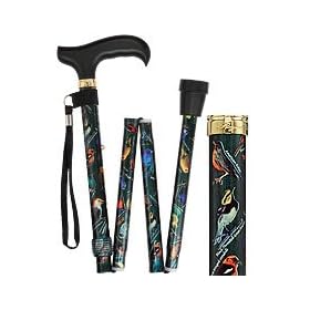 American Songbird Folding Adjustable Designer Derby Walking Cane with Engraved Collar