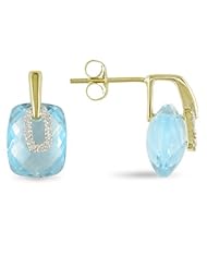 8-1/5 ct.t.w. Blue Topaz and Accent Diamond Accent Earringsin 10k YG, GHI
