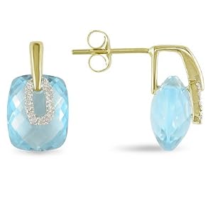 8-1 5 ct.t.w. Blue Topaz and Diamond Accent Earringsin 10k YG, GHI by 