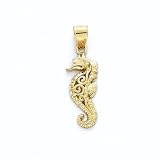 14K Filigree Seahorse Pendant - GH17198