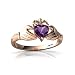 14k Rose Gold Heart Genuine Amethyst Celtic Claddagh Ring