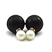DDU(TM) 1 Pair Black- Charming Double Artificial Bead Earring Ear Ring Ear Stud Decoration