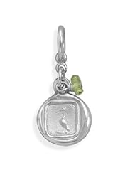 Sterling Silver Dove Charm with Peridot Bead Charm