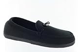 ISO by Isotoner Fleece Solid Black Moccasin Slippers, Size Large