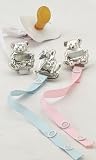Baby Girl Bear Pacifier Clip with Pink Ribbon [Baby Product]
