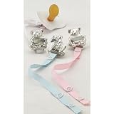 Sterling Silver Baby Girl Bear Pacifier Clip with... by