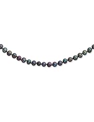 Sterling Silver 5-6mm Black Freshwater Cultured Pearl Necklace