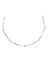 1.88 cttw 14k White Gold Diamond Bridal Flower Art Nouveau Necklace (Real Diamonds: 1.88 cttw)