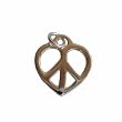 Peace Sign Heart Shaped Sterling Silver Pendant with Snake Chain Necklace