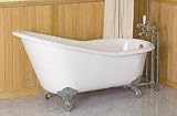 54-inch Slipper Cast Iron Clawfoot Tub with No Faucet Drillings, Round Rim - Sunrise Specialty