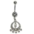 Stainless Steel Belly Ring with Clear Australian Crystals - 14g/5mm ball