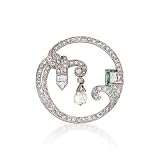 C. 1960 Vintage 3.20ct t.w. Diamond Circle Pin, .15ct t.w. Emeralds . Pin