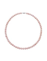 Sterling Silver A+ Quality 7-7.5mm Pink Freshwater Pearl Princess Strand Necklace, 20 Inch