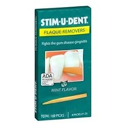 Stim-U-Dent Plaque Removers, Mint Flavor 4 - 25 packs [100 picks] (Pack of 10)