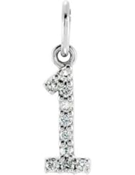 14K White Gold .07 cttw Diamond Number 1 Charm