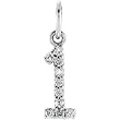14K White Gold .07 cttw Diamond Number 1 Charm